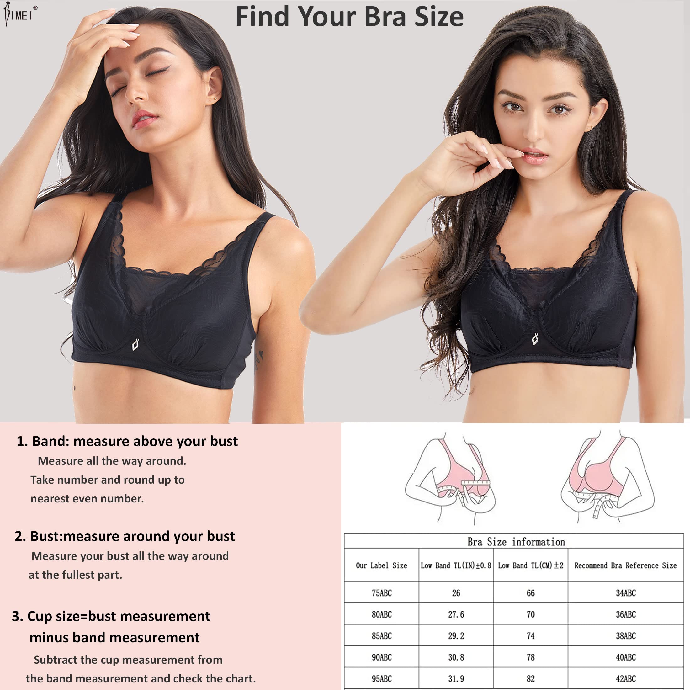 BIMEI Reggiseno mastectomia con tasche per protesi mammaria Reggiseno da donna a copertura completa senza fili per tutti i giorni 8999