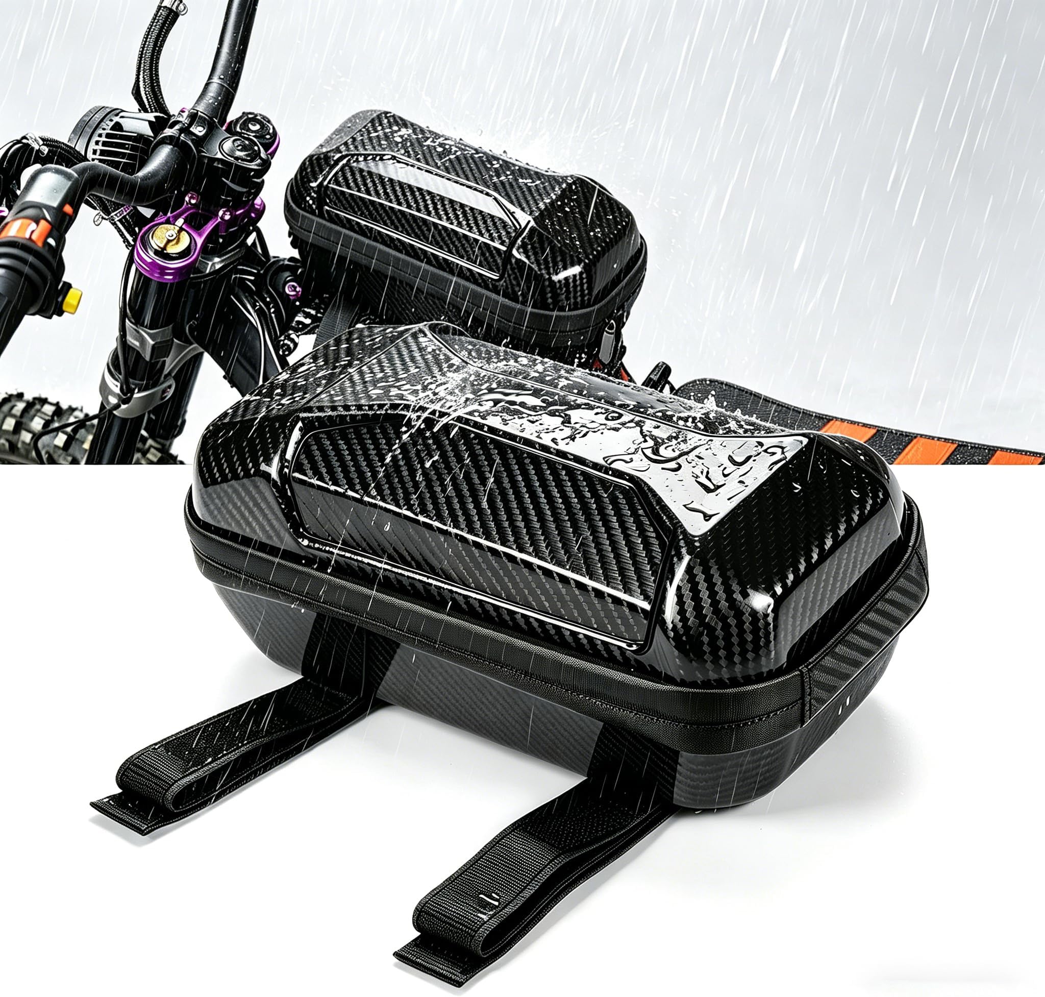 Ebike Frame Storage Bag,Hard-Shell Carbon Fiber Texture E Bike Phone Pouch Bag Universal for Electric Dirt Bikes like Surron Light Bee X S/X160/X260/Talaria X3 MX3 MX4 MX5/E Ride Pro/Tuttio Soleil01