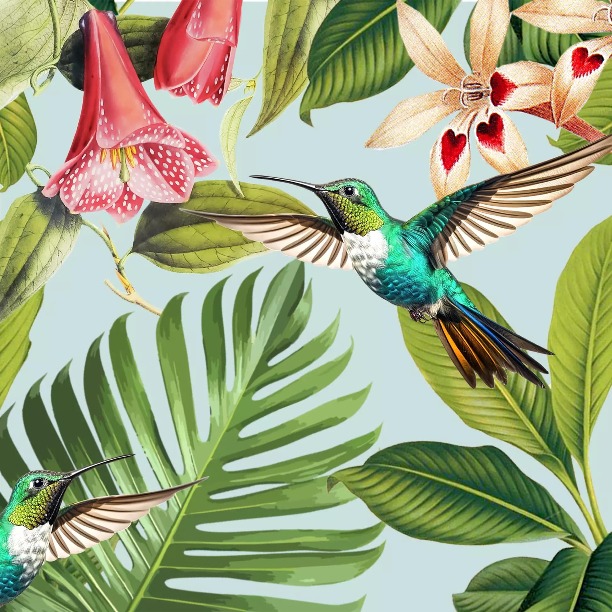 Set of 2 Individual Decoupage Paper Party Napkin Hummingbird Bird Watercolor Decor Luncheon Napkins for a Birthday Holiday, Wedding, Cocktail Party