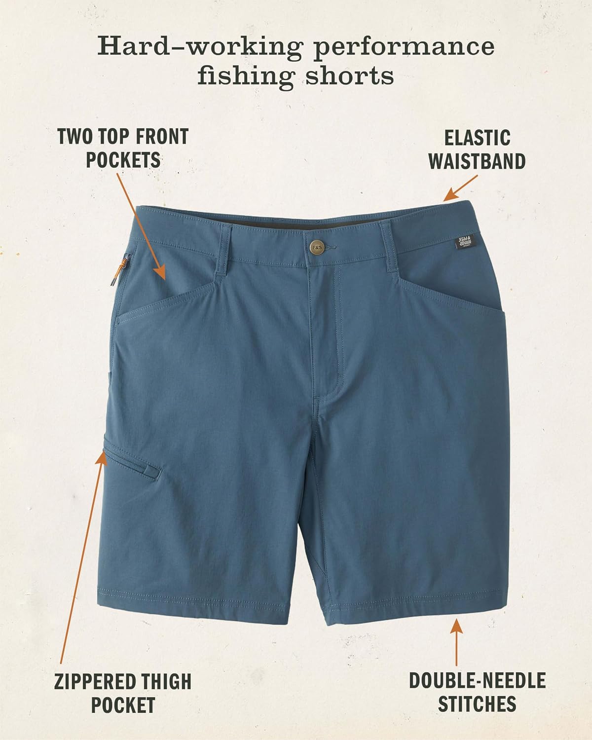 Field & Stream Men's Slinger Nylon Performance Fishing Shorts, 9 Inch Inseam