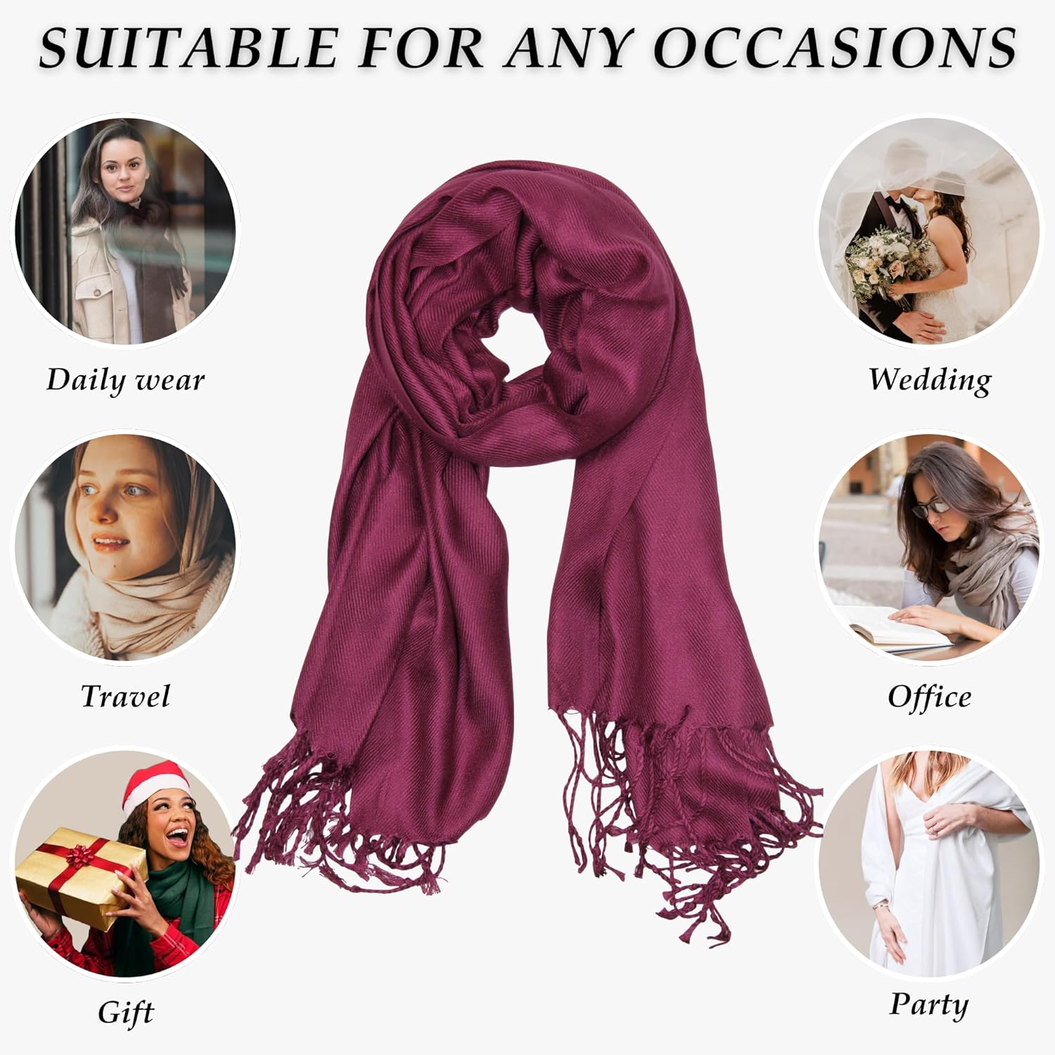 Achillea Soft Silky Pashmina Scarf for Women – Shawl Wrap for Evening Dresses, Bridesmaids, Weddings & Everyday Wear - Image 7