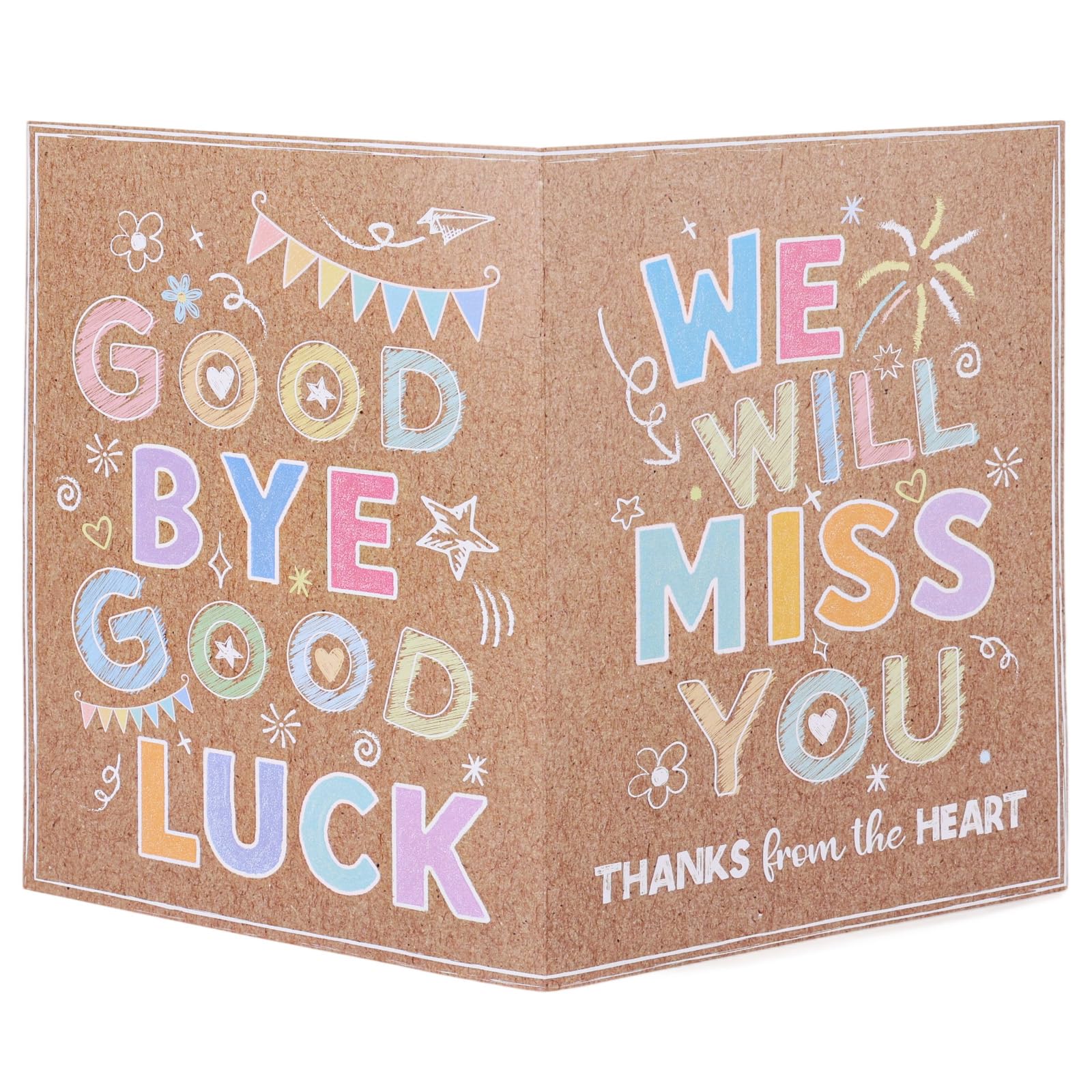 Large Farewell Greeting Best Wishes Card, 15.75x10.63 Inch Colorful Jumbo We Will Miss You Good Bye Card with Gold Envelope Goodbye Good Luck Suitable for Colleague Teacher Going Away Big