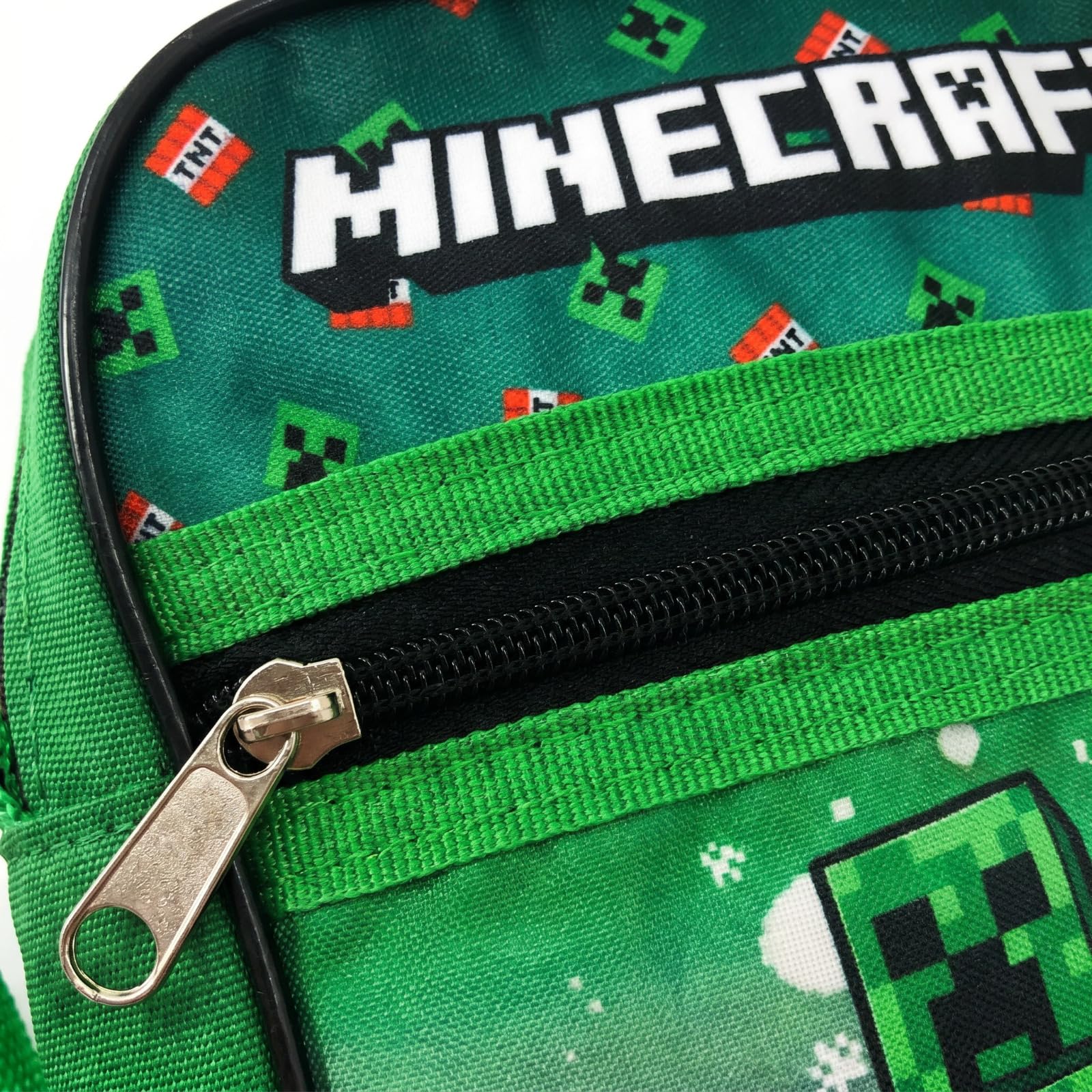 Aymax Minecraft Creeper Kinder Umhängetasche Schultertasche Grün, 21x16x5 cm, Tasche aus 100% Polyester mit Reißverschluss, Freizeittasche für Jungen