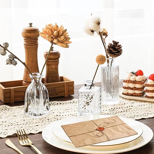 Miniatura 4 de ComSaf Juego de 32 jarrones de cristal, pequeños jarrones transparentes a granel, mini jarrones de flores para centros de mesa, juego de botellas