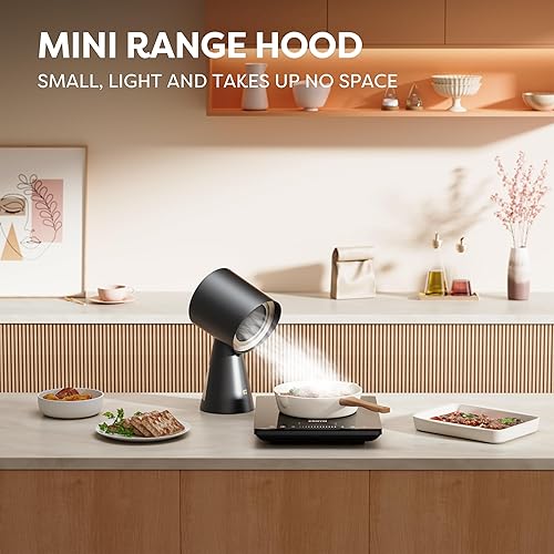 Miniatura 5 de CIARRA Campana Extractora Portátil, Campana Extractora de Escritorio con Ventilador de Escape de 2 Velocidades, Filtro de Aluminio Desmontable, Taza