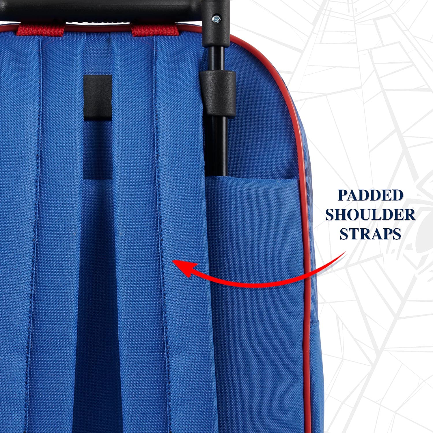 PERLETTI Spiderman Sac à Dos avec Roues pour Enfant - Sac à roulettes Amovible Garçon Bleu et Rouge École Maternelle - Cartable Léger Marvel Super Héro Homme Araignée Voyage Losisir - 36x25x12 cm