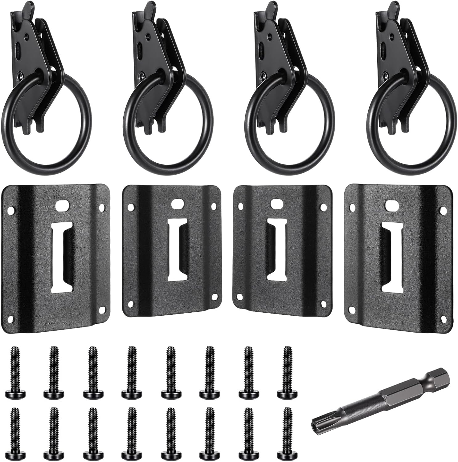 BBTO 4 Set Truck Bed Tie Down Anchors E Port Bracket Plates and E-Track O Rings Compatible with Boxlink 2015-2024 F150 / F250 / F350, Fit for E-Track System Accessories for Enclosed