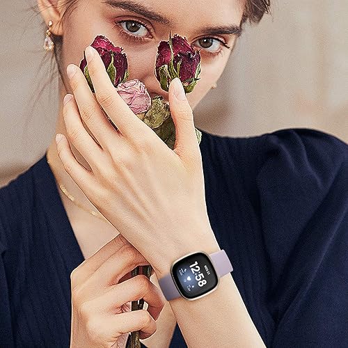 Vista 75 de Dirrelo Paquete de 4 correas compatibles con Fitbit Versa 3 y Fitbit Sense para mujeres y hombres, correa de repuesto de TPU suave para reloj