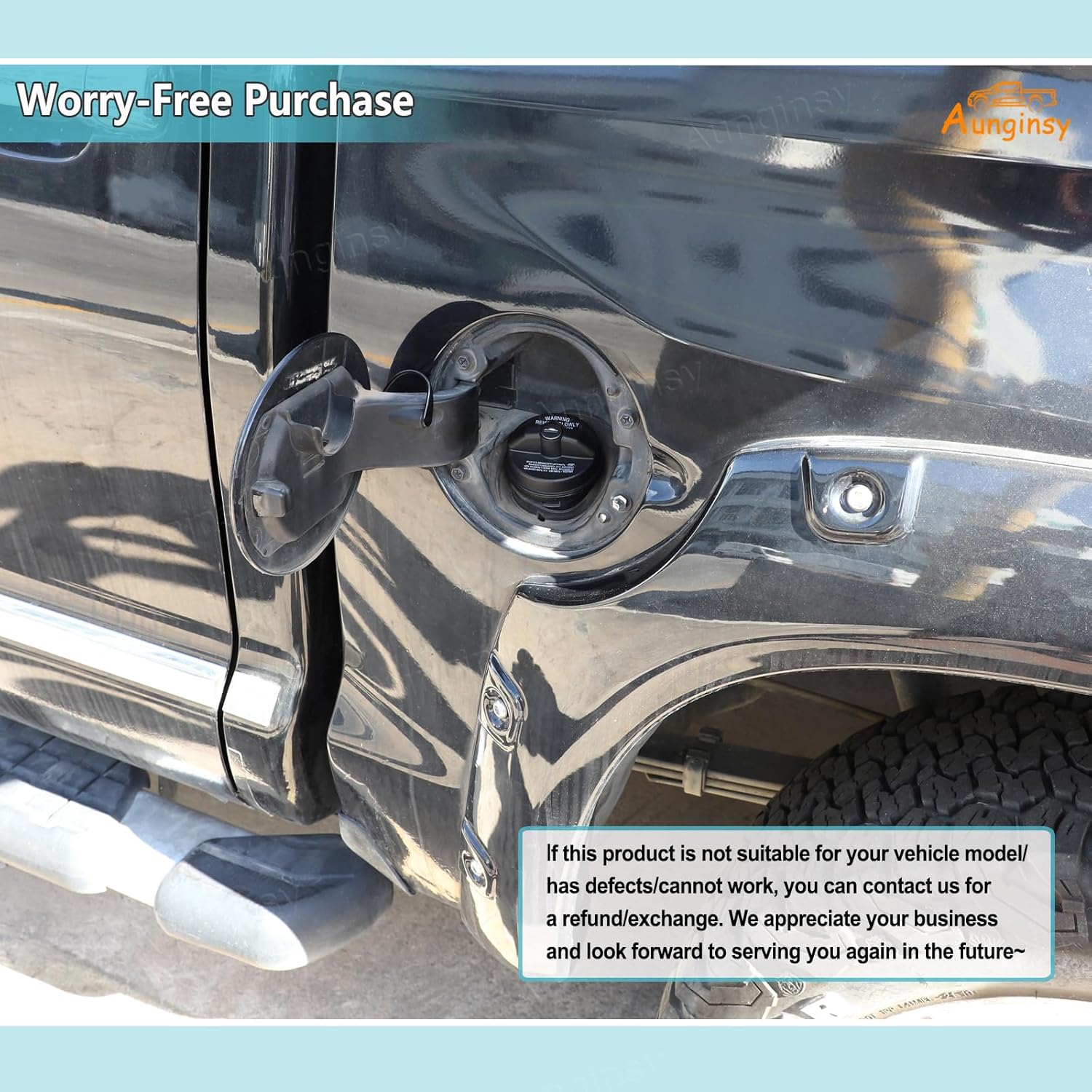 Aunginsy Fuel Tank Cap Replacement Anti-theft Lock Cap Compatible with Toyota Tundra 2014-2021 Car Door Fuel Tank Cover W/Lock Gas Cap Tank Trim Cover Fuel Filler Door Protector with Keys Accessories