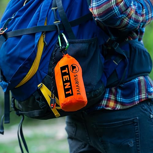 Miniatura 8 de SURVIVE Tienda de campaña de supervivencia con puertas, refugio de emergencia Mylar para 2 personas, para kits de supervivencia, protección térmica