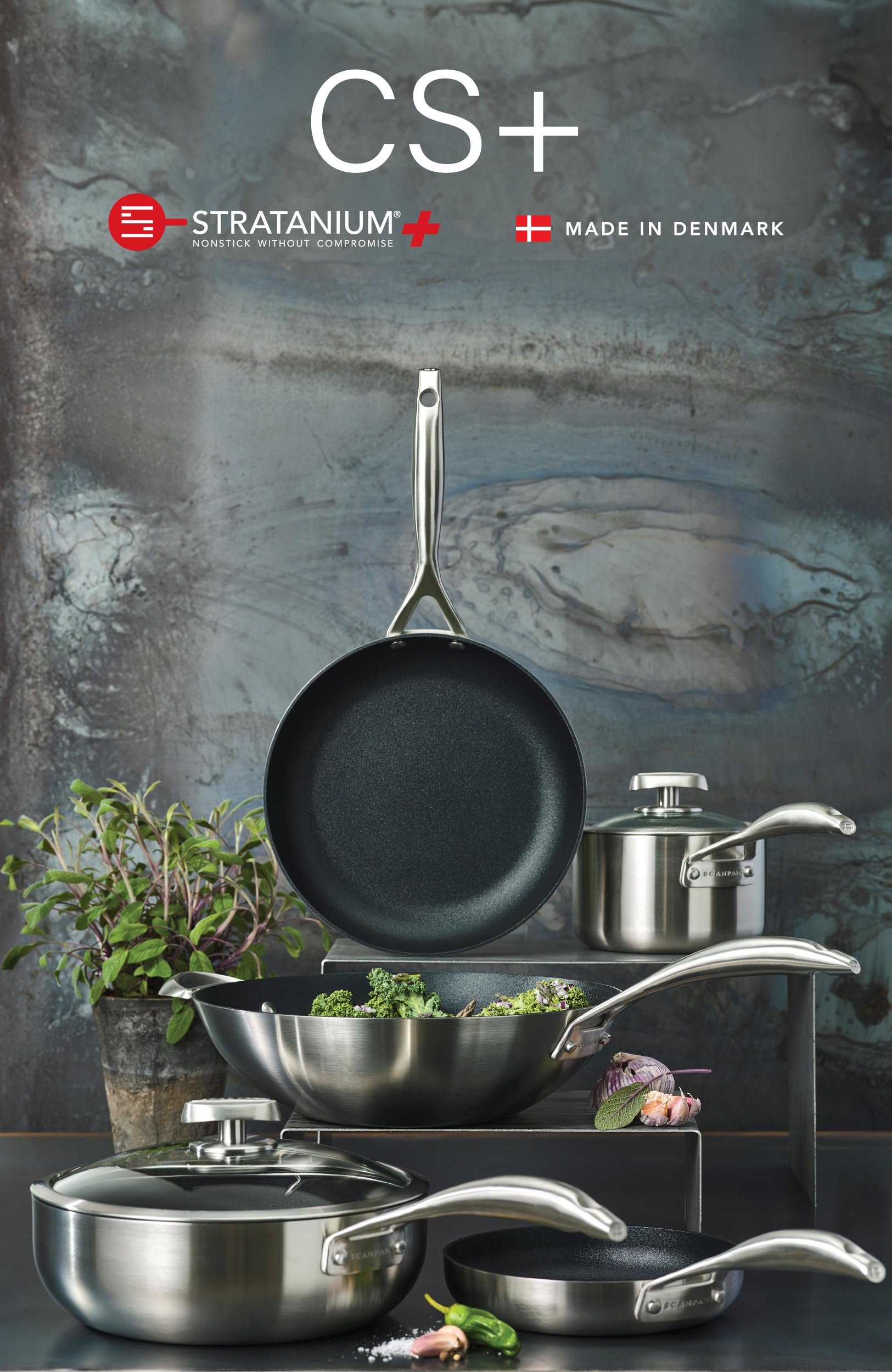 SCANPAN CS+ Padella a 5 strati, adatta a tutti i tipi di fornelli, padella multifunzione a induzione, rivestimento antiaderente Stratanium+, adatta al forno (20 cm)