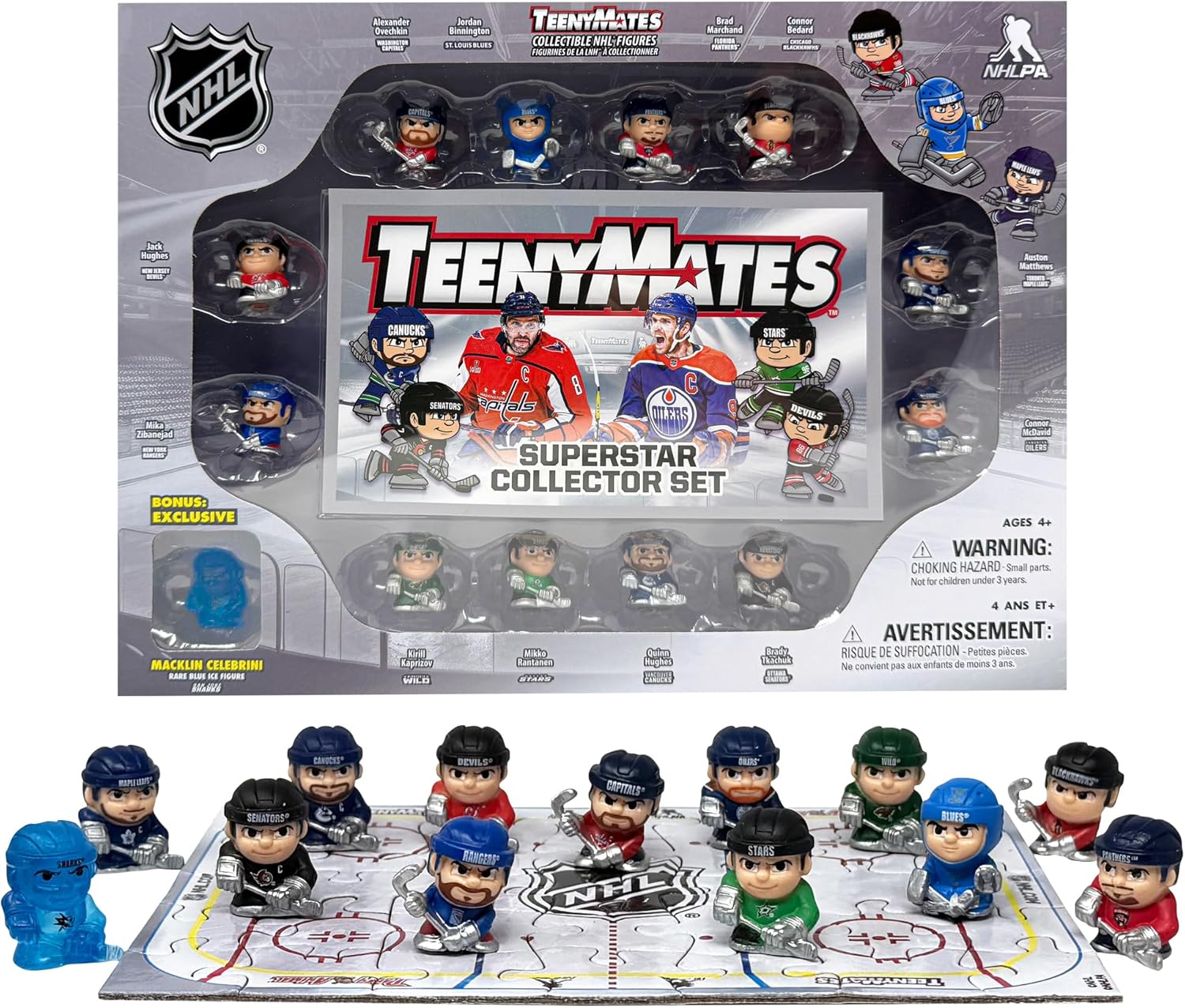 TeenyMates NHL Hockey Action Figures Gift Set with Hockey Rink Puzzle and 12 TeenyMates Figures