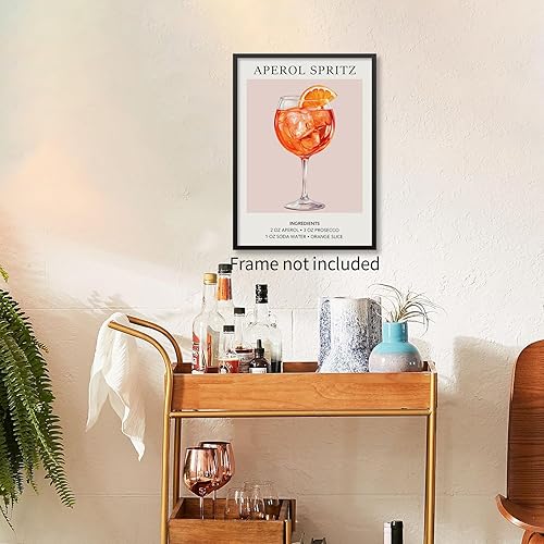 Miniatura 7 de Arte de pared de Aperol Spritz naranja de moda, retro, cóctel, elegante, minimalista, impresiones estéticas para sala de estar, dormitorio, bar,