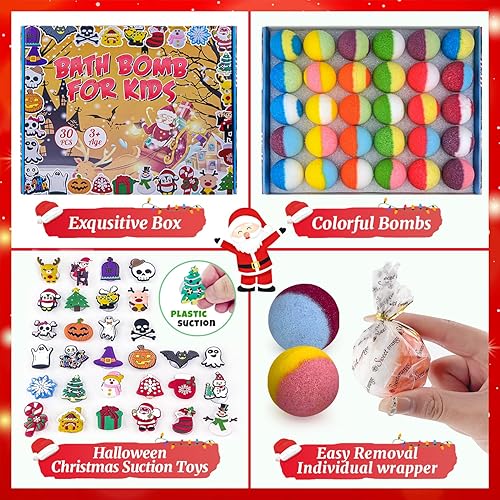 Miniatura 7 de 30 bombas de baño para niños con juguetes de succión sorpresa en el interior, bombas de baño de burbujas orgánicas naturales con juguetes, regalos