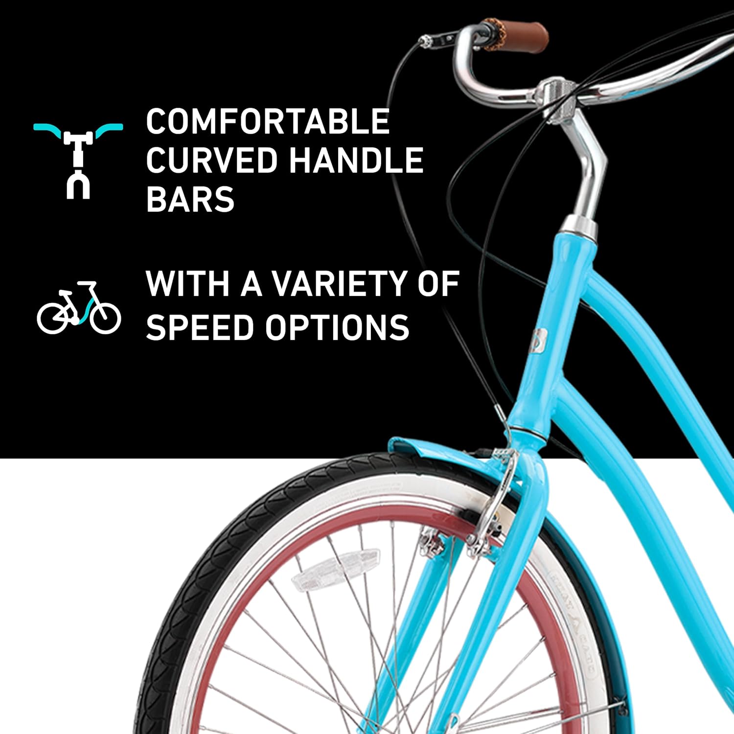 sixthreezero EVRYjourney Women's Beach Cruiser Bike, Step-Through Touring Hybrid Bicycle