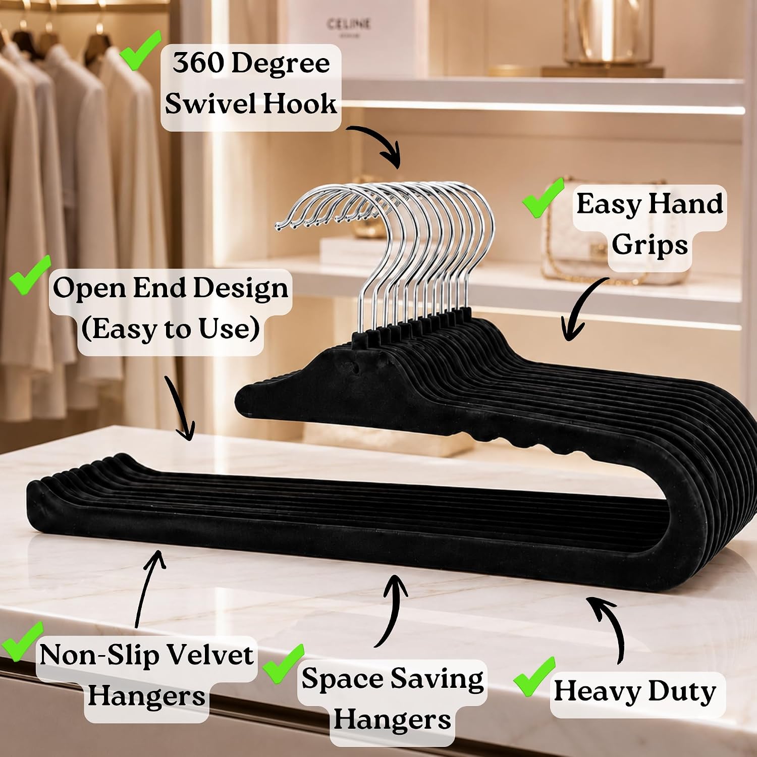 ZAKUTO Velvet Pants Hangers 50 Pack, Open Ended, Short Neck, Jean Hangers
