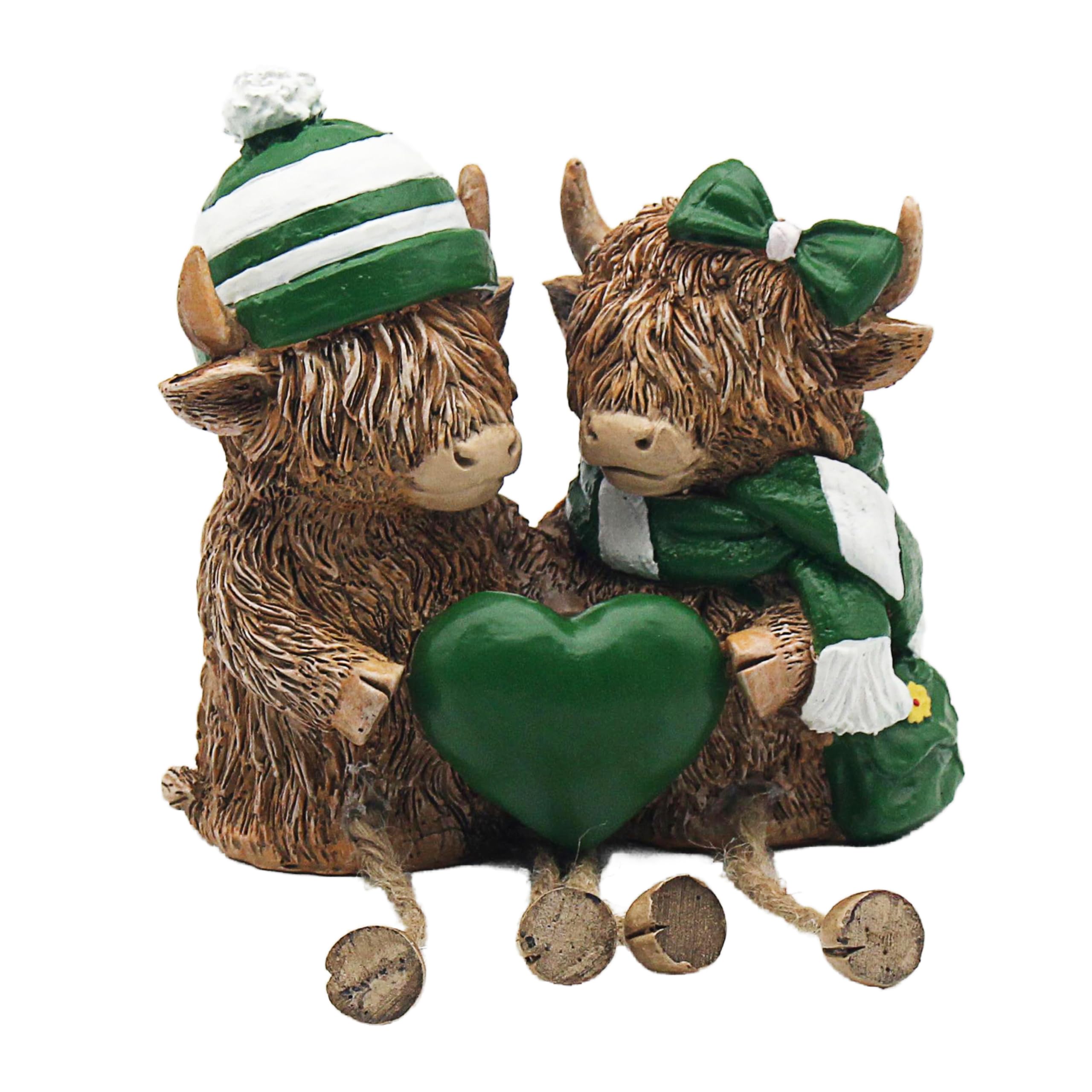 L & P Home & Gifts Highland Cow Dangle Legs Double Green