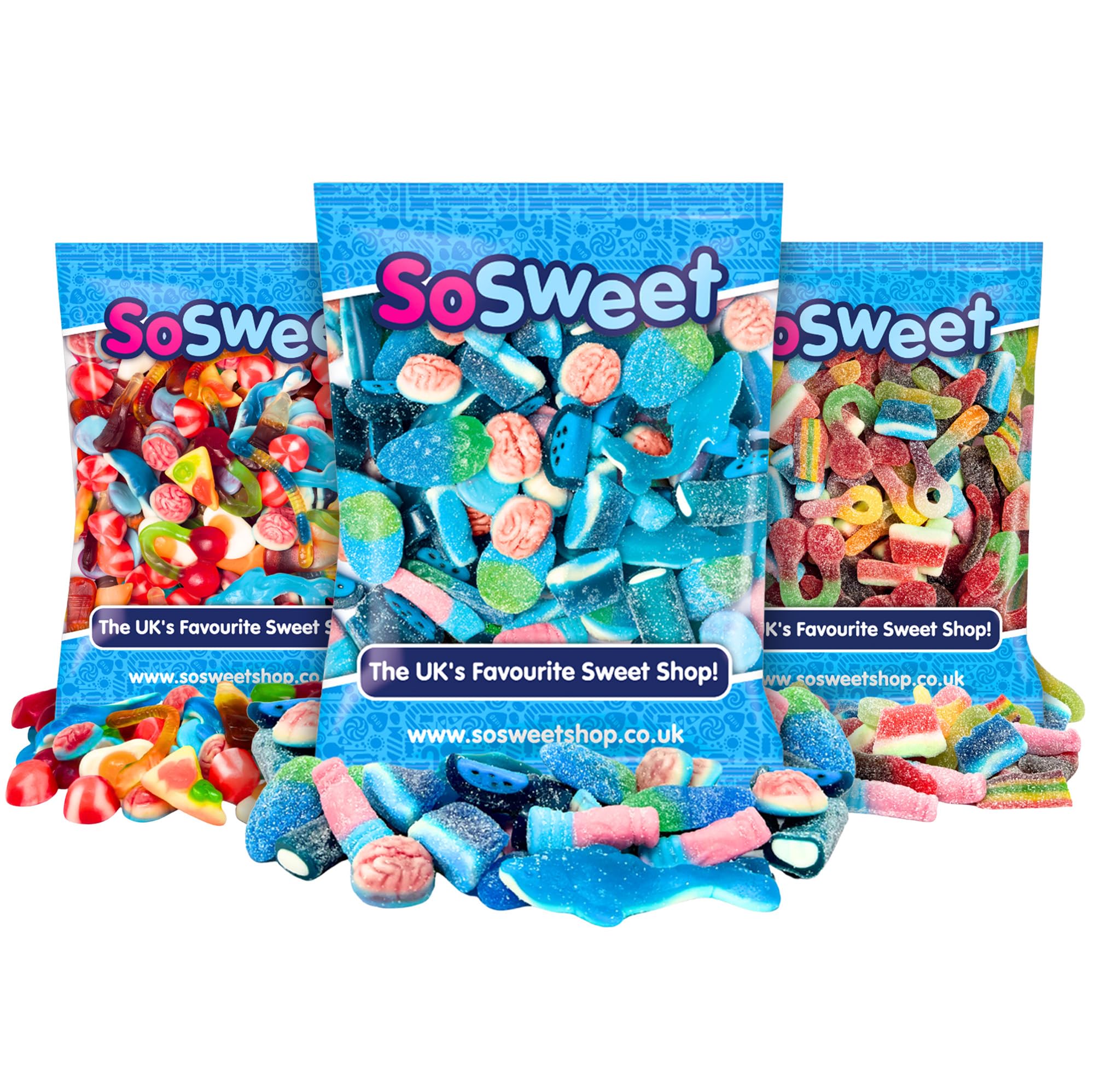 SoSweet - Blue, Fizzy and Jelly Sweet Mix, 3 x 1kg Bags