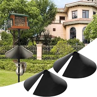 Squirrel Guard Baffle for Bird Feeder Pole, Anti-Rust Squirrel Baffle Wrap Guard Around Protects Hanging Bird Feeders and Bird Houses (Black, 16'')