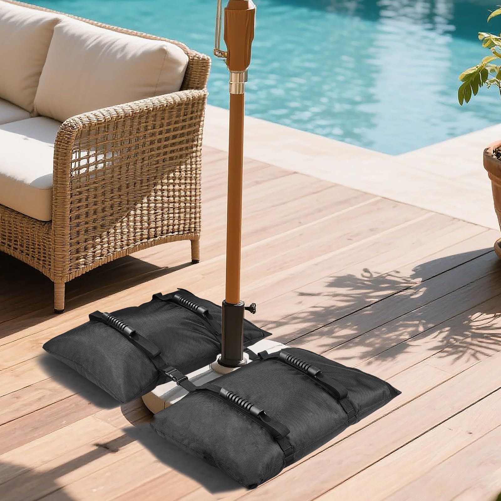 Sandsack-Gewicht für Schirmständer, 2 x 20,4 kg, für den Außenbereich, befüllbare Gewichte, Sandsäcke für freischwingende, versetzte Terrassenschirmständer, Deck, Pool (ohne Sand)