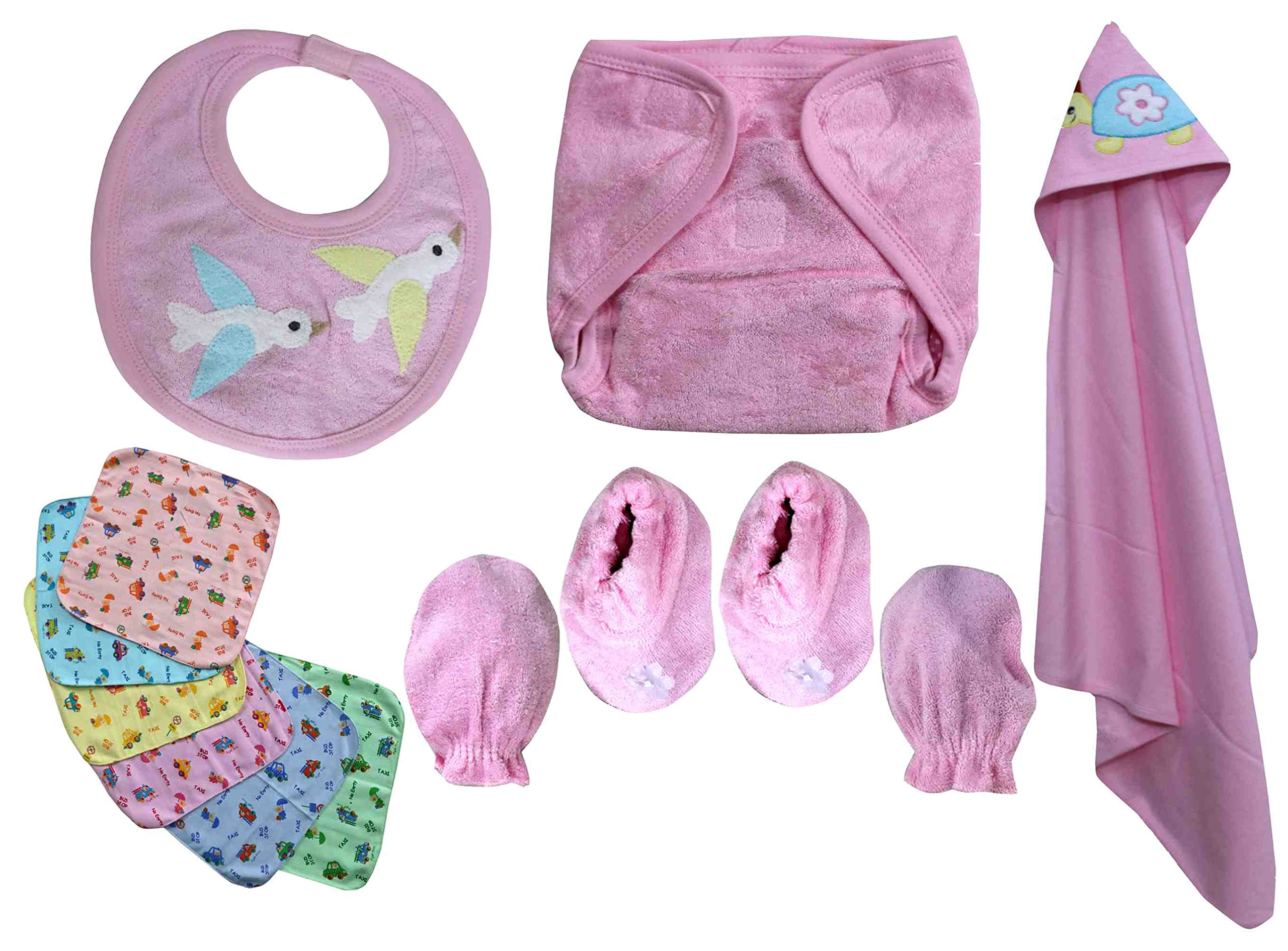 Cotton New Born Baby Gift Set Combo Pack of 11 pcs. (Unisex) Pink (0-6 Months)-image-34