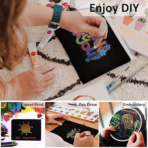 Vista 29 de Koolmox Bolsas de cosméticos a granel, 20 bolsas de maquillaje multiusos con cremallera, bolsa de lápices de lona, bolsa de lona beige a granel