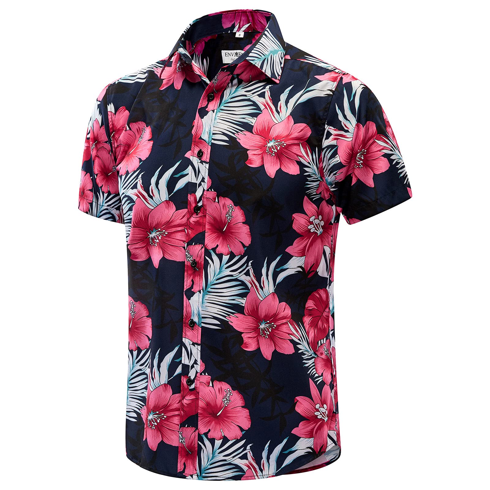 ENVMENST Hawaiian Shirt for Men Short Sleeve Beach Printed Summer Button Down Aloha Shirt(S-3XL)