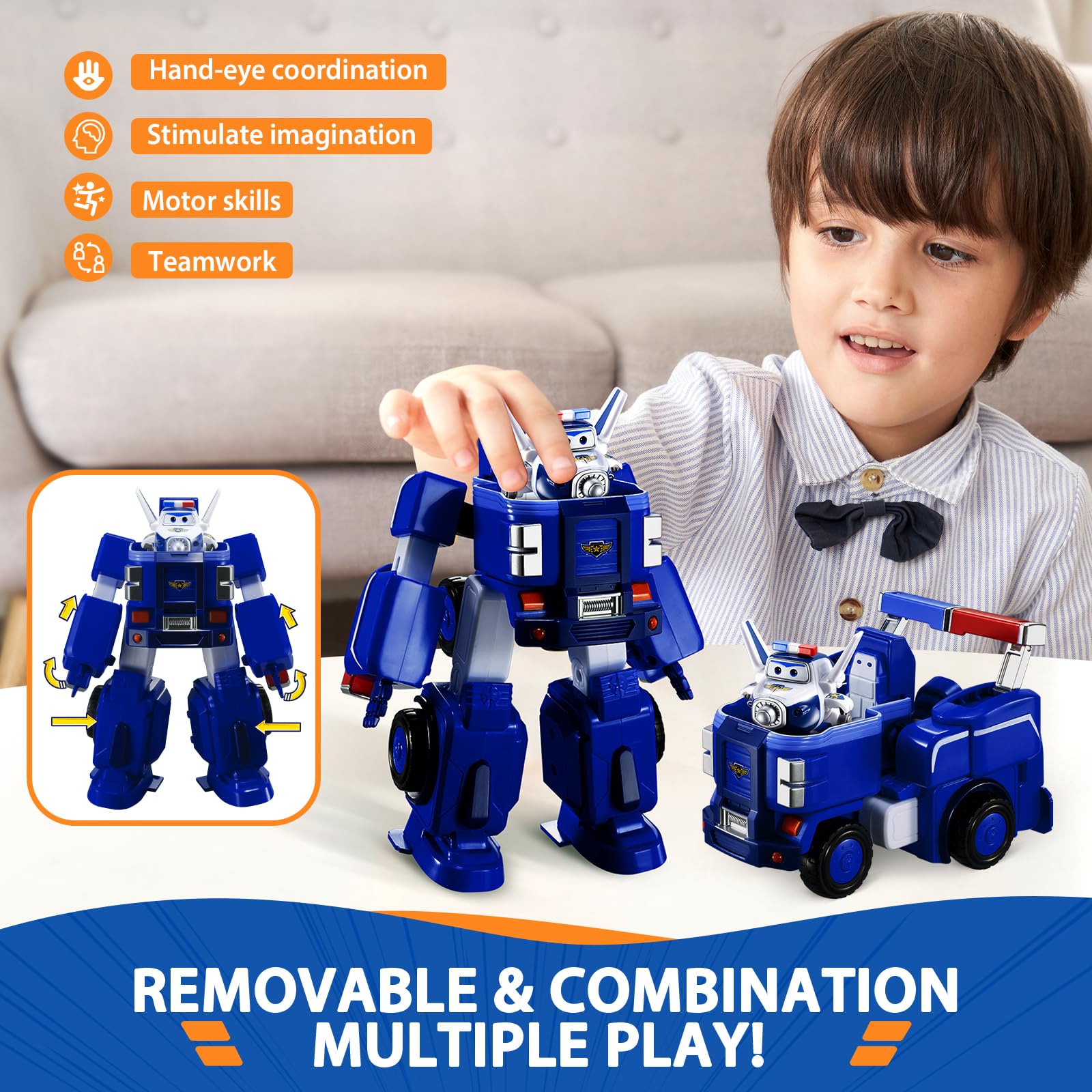Super Wings-EU720315-Transforming Jett Transforming Vehicles Paul, Colore Blu, One Size, EU720315