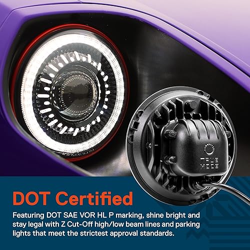 Miniatura 4 de TRUE MODS - Faros delanteros LED redondos de 7 pulgadas H6024 Aprobado por DOT haz sellado alto Compatible con Jeep Wrangler JK JKU TJ LJ Chevy Ford