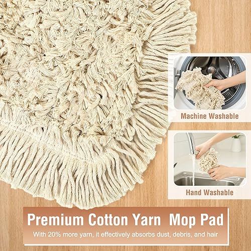 Miniatura 6 de Trapeador de polvo comercial para suelos de madera, mopas industriales secas con almohadillas de repuesto de algodón para limpiador de paredes,