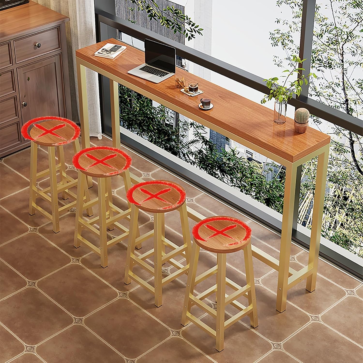 Bar Height Table,High Bar Table,Kitchen Breakfast Bar,100/120/140/160cm,Rectangular Bar Table,High Kitchen Table,Kitchen Bar Table Counter,Counter Breakfast Dining High Tables(Black feet,100X3