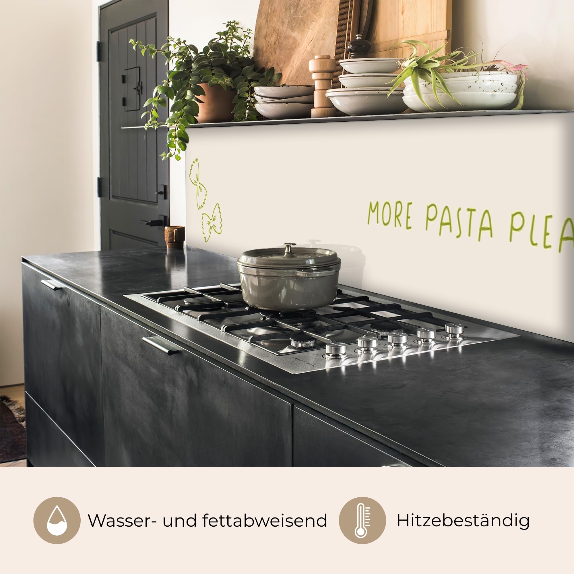 KitchenYeah© Küchenrückwand 60x500 cm Selbstklebende Kitchen Wall Protector Küchen Rückenwand Küchenfronten Küchenrückwände Küche Wand Quote - Nudeln