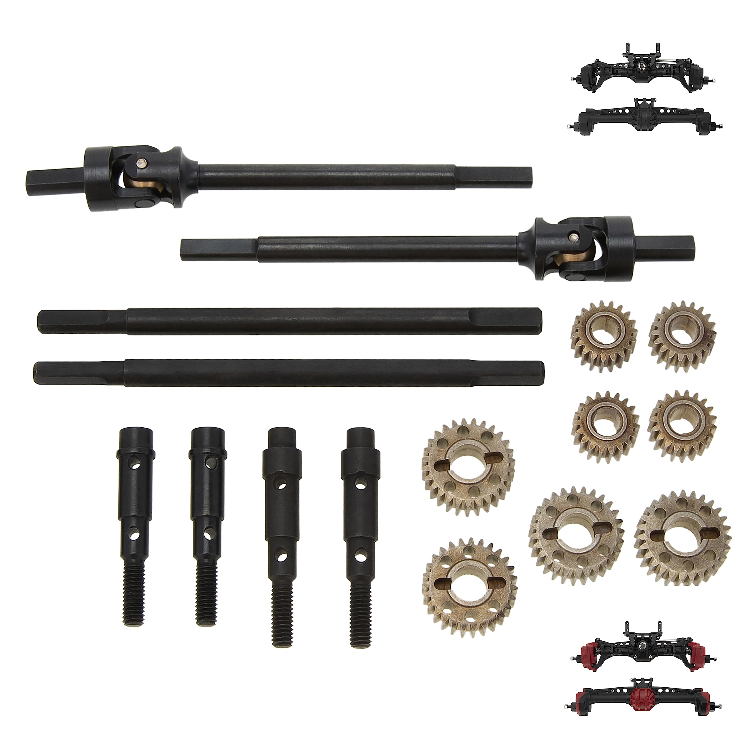 MEUS RACING Universal CVD shafts and Gears for MEUS Nylon Portal Front and Rear Axles for Axial SCX10 SCX10 II 1/10 RC Model Car Upgrades Pasrts