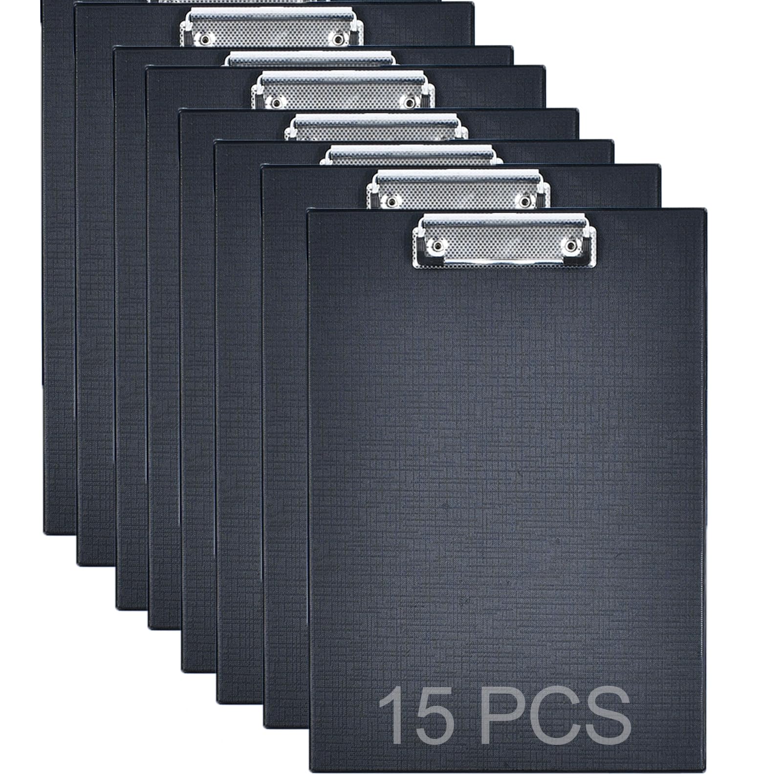 HAKZEON 15 Pack A4 Plastic Clipboards with Low Profile Clips, 22 x 31cm Lightweight Writing Board, Water-Resistant Document Holder for Office, Fieldwork