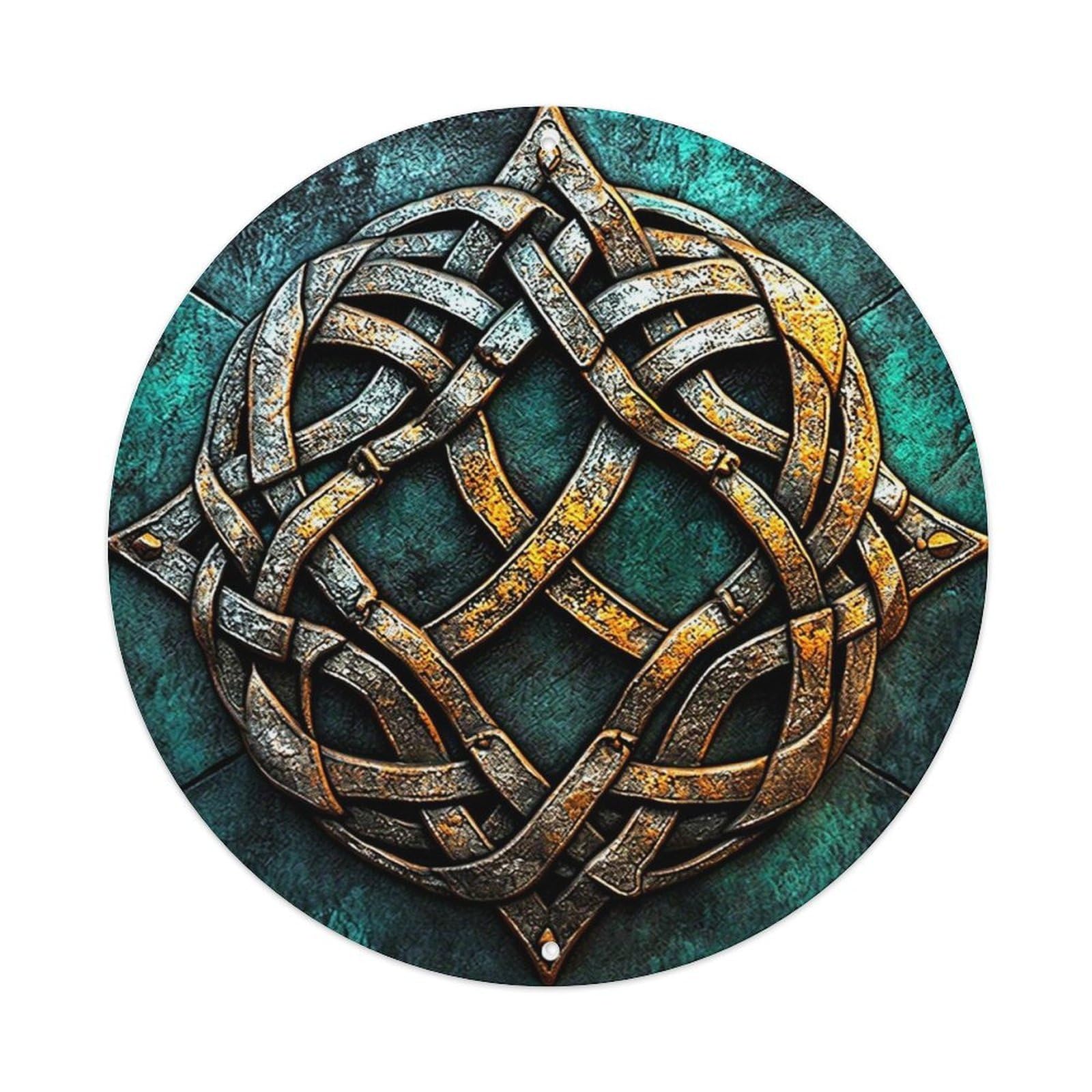 Jdyansheng Vintage Celtic Knotwork Metal Texture Design Tin Sign Metal Poster Metal Signs For Home Man Cave Bar Cafe Kitchen Laundry Room Wall Decorations 8X8 Inches