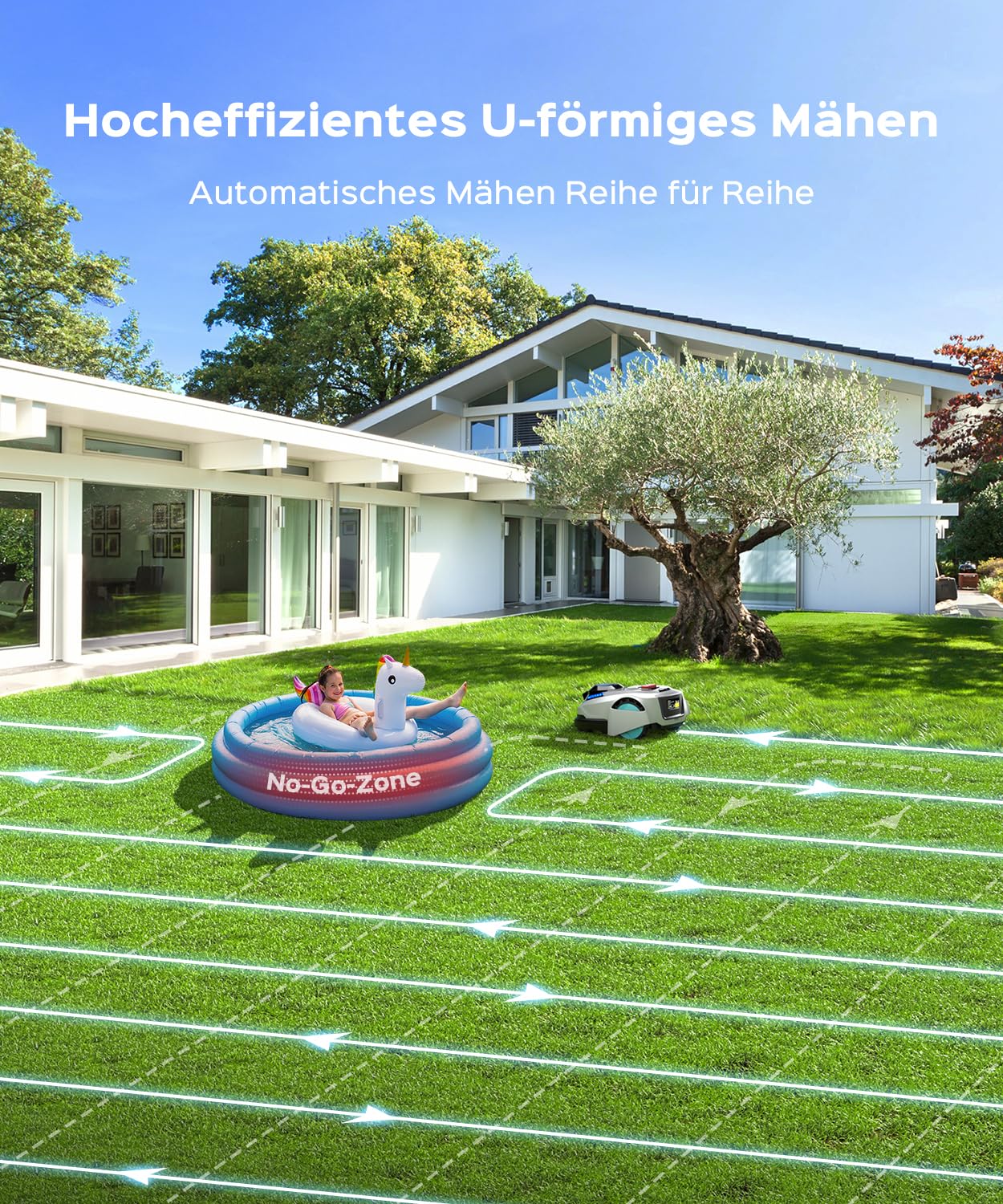 (2026 Upgrade) YARDCARE N1600 PRO Mähroboter ohne Begrenzungskabel, Empf. 1600 m² – Rasenroboter mit RTK & Vision, U-förmiges Mähmuster, Multizonen-Management, App-Steuerung und KI Hindernisvermeidung