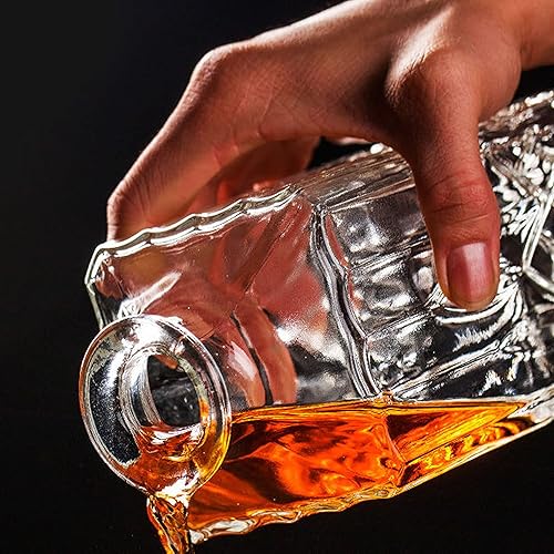 Miniatura 5 de decantador de whisky de 32.1 fl oz decantador de vidrio de whisky decantador de botella transparente vaso de whisky
