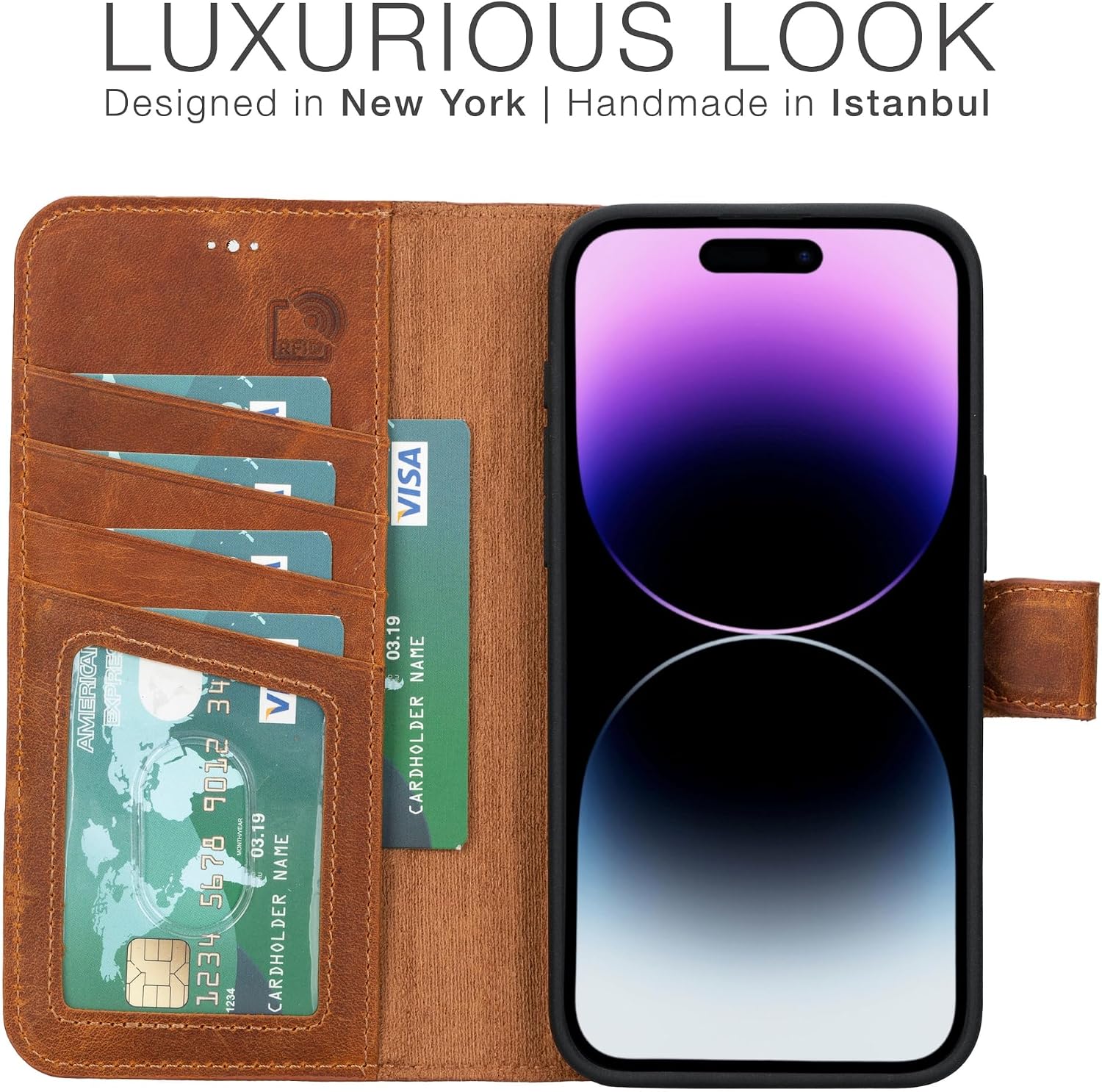 BLACKBROOK Leather Wallet Case for iPhone 15 Pro Max, Carter Premium Leather Magnetic 2-in-1 Wallet Set, Ready for MagSafe, RFID Protection, 4 Card Slots & ID Pocket, Compatible with iPhone 15 Pro Max