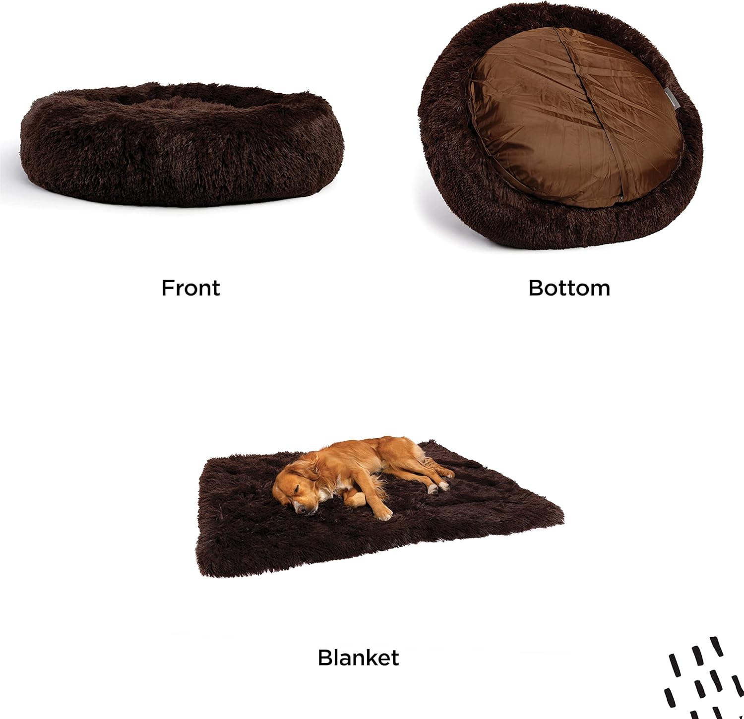 review Best Friends by Sheri Bundle Set The Original Calming Shag Donut Cuddler Cat and Dog Bed + Pet Throw Blanket Dark Chocolate Small 23