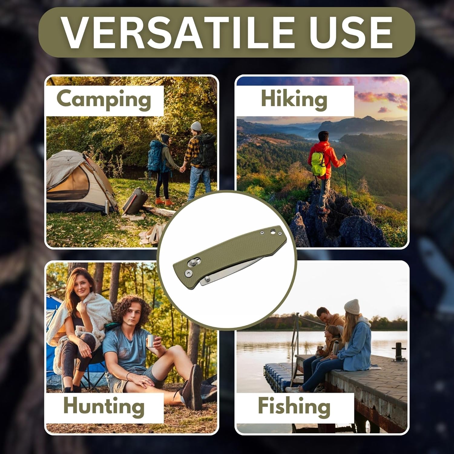 Rite Edge SZCO 4.25" Folding Pocket Knife with Rolling Lock – 8Cr13 Stainless Steel Blade, Green G10 Handle, EDC Folding Knife with Pocket Clip – Tactical Pocket Knife for Men & Women for Camping