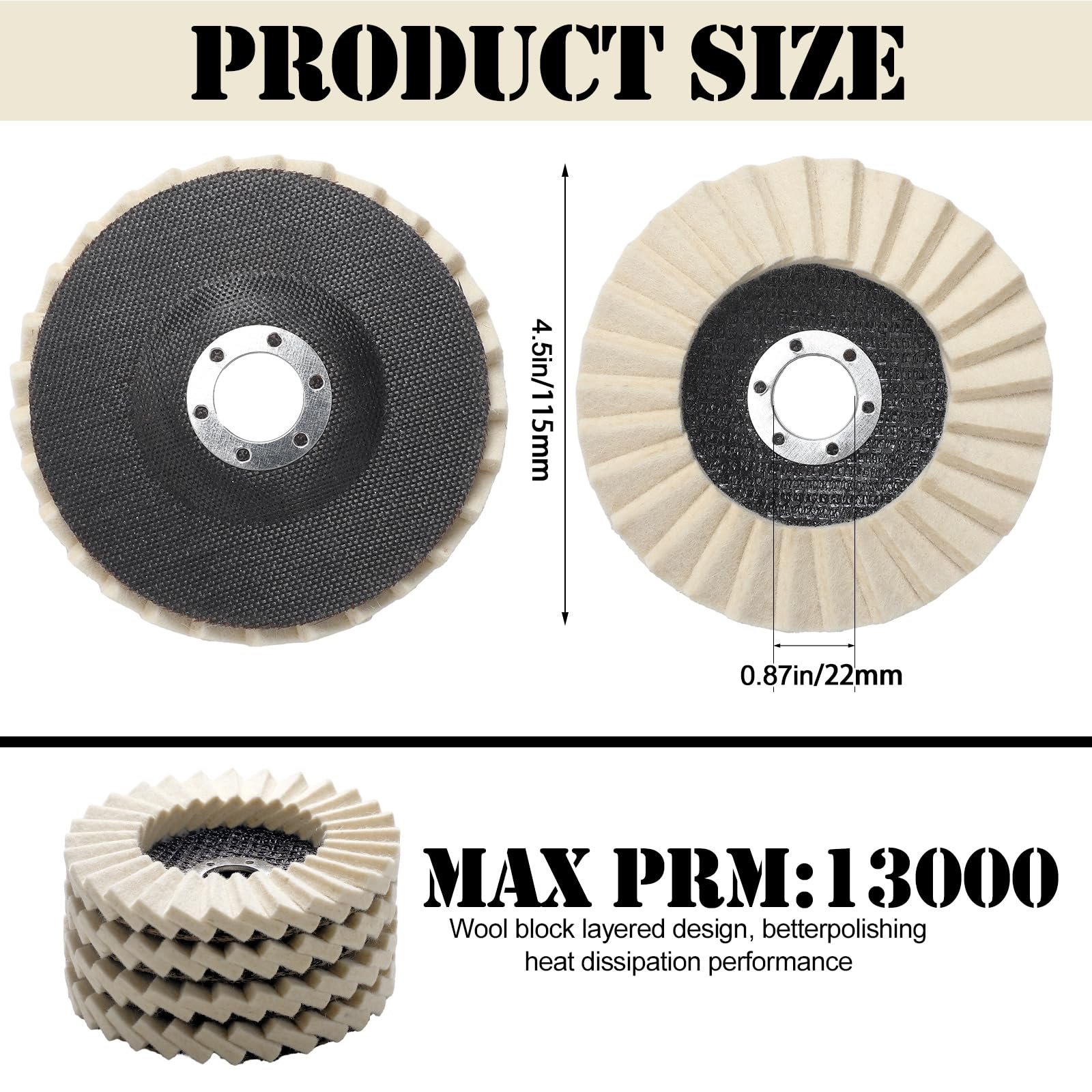Wool Felt Polishing Wheels - Stainless Steel & Metal -2