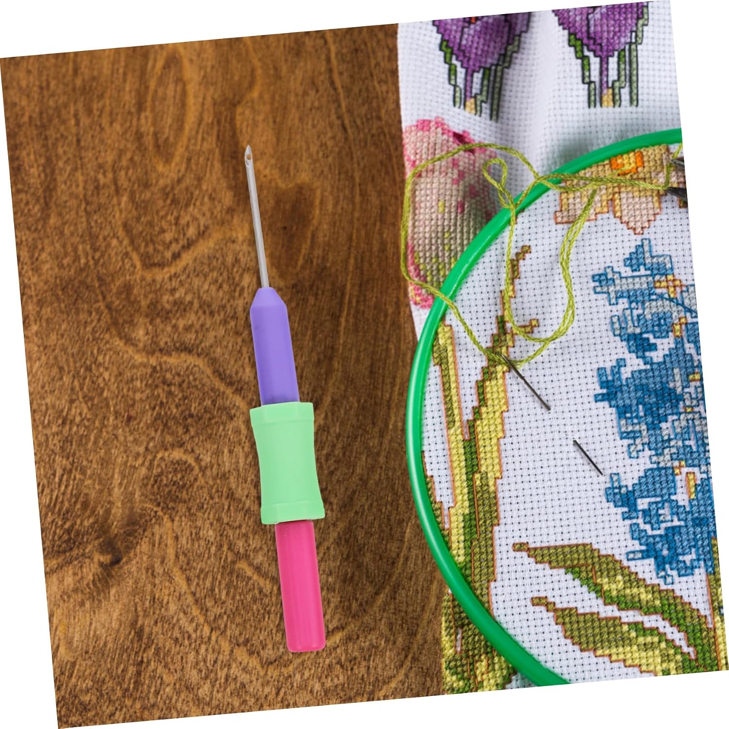 TEHAUX Adjustable Punch Needle Embroidery Pen Beginner-Friendly Tool for Needlework Sewing Embroidery Supplies