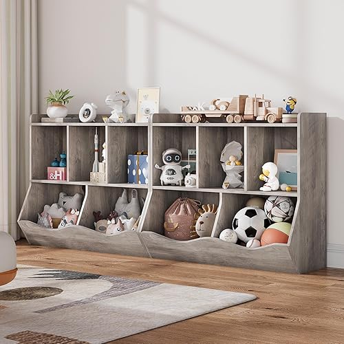 Miniatura 7 de GAOMON Estantería de juguetes y estantería para niños, libros y juguetes, estante múltiple con armario organizador de cubos para niños, niños y