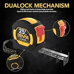 LEXIVON [3-Pack] 25Ft/7.5m DuaLock Tape Measure | 1-Inch Wide Blade with Nylon Coating, Matte Finish White & Yellow Dual Sided Rule Print | Ft/Inch/Fractions/Metric (LX-206X3)