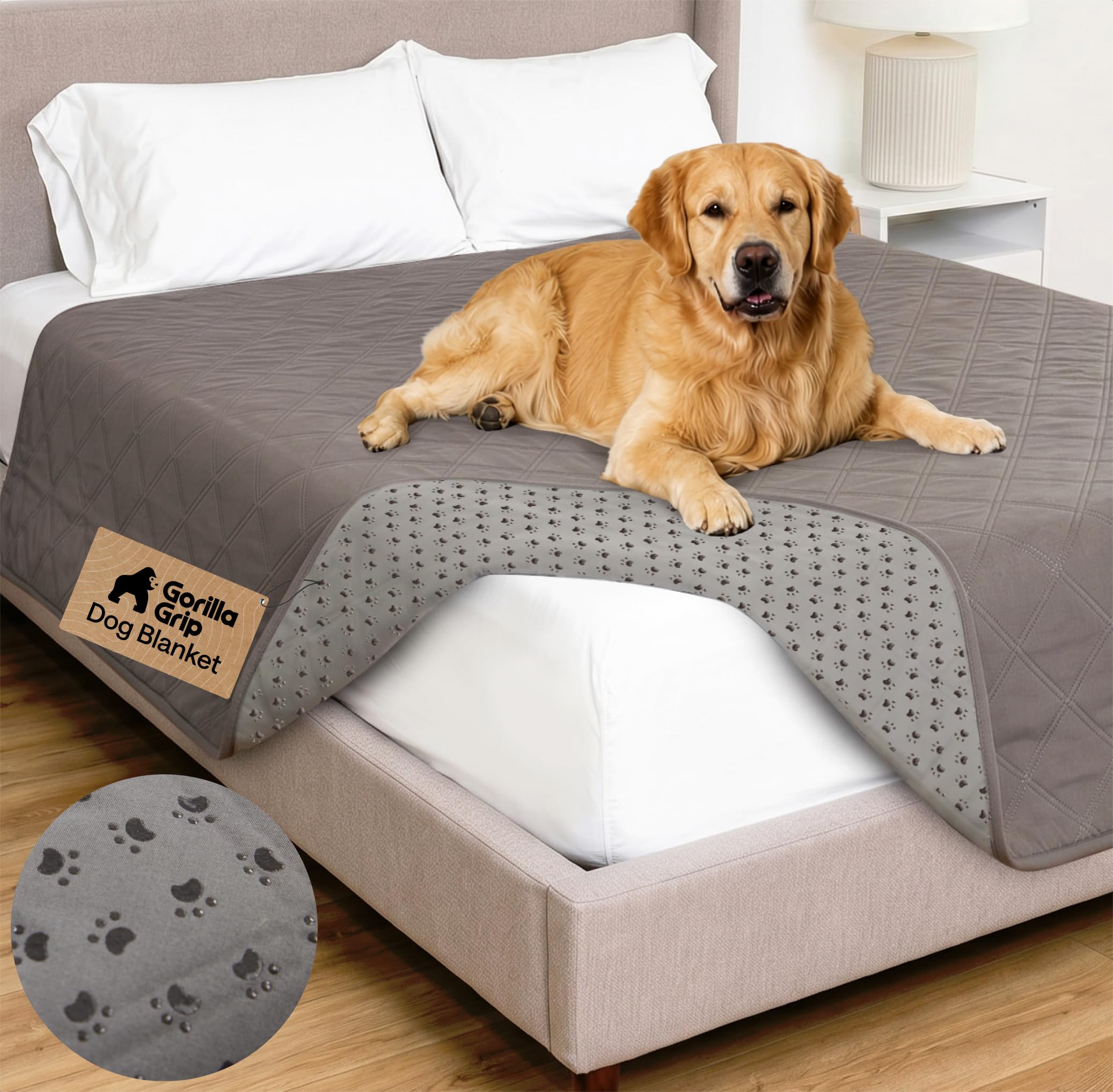 GORILLA GRIP® Waterproof Dog Blanket, Couch Cover for Dogs, 82x82 Charcoal