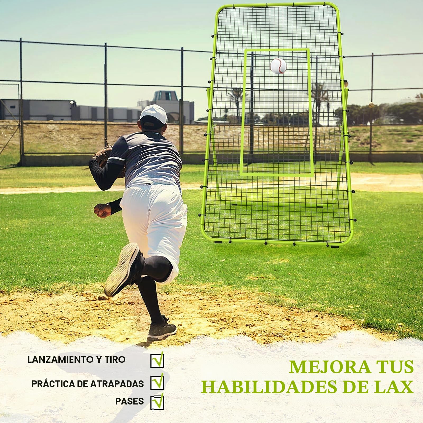 LIANTRAL Red de Voleibol Ajustable de 5 Ángulos, Fútbol Béisbol Rebounder Net, Equipo de Entrenamiento con Zona de Golpe