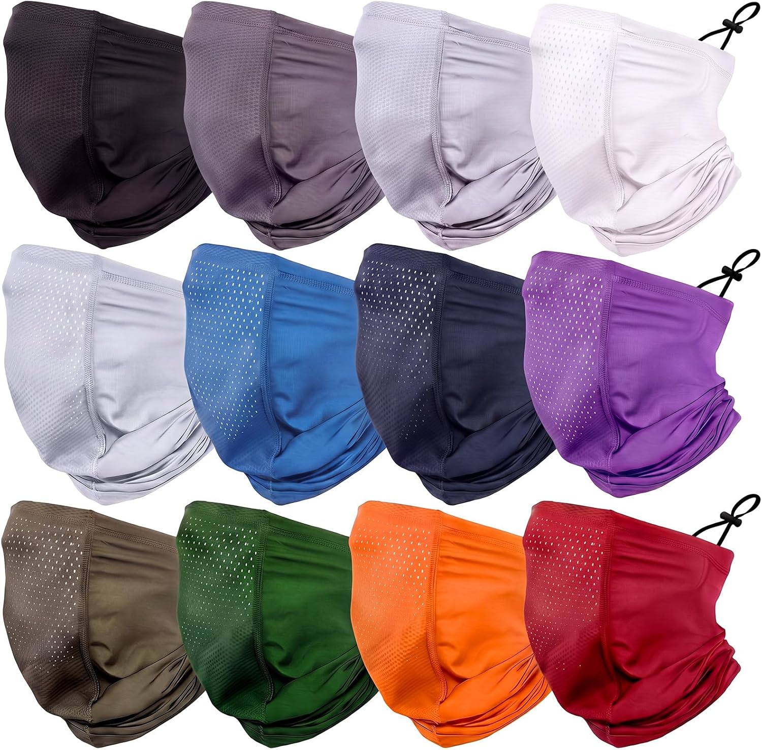 12 Pcs Cooling Neck Gaiter for Men and Women Breathable Mesh Adjustable UV Protection Summer Face Mask with Strap Neck Wrap