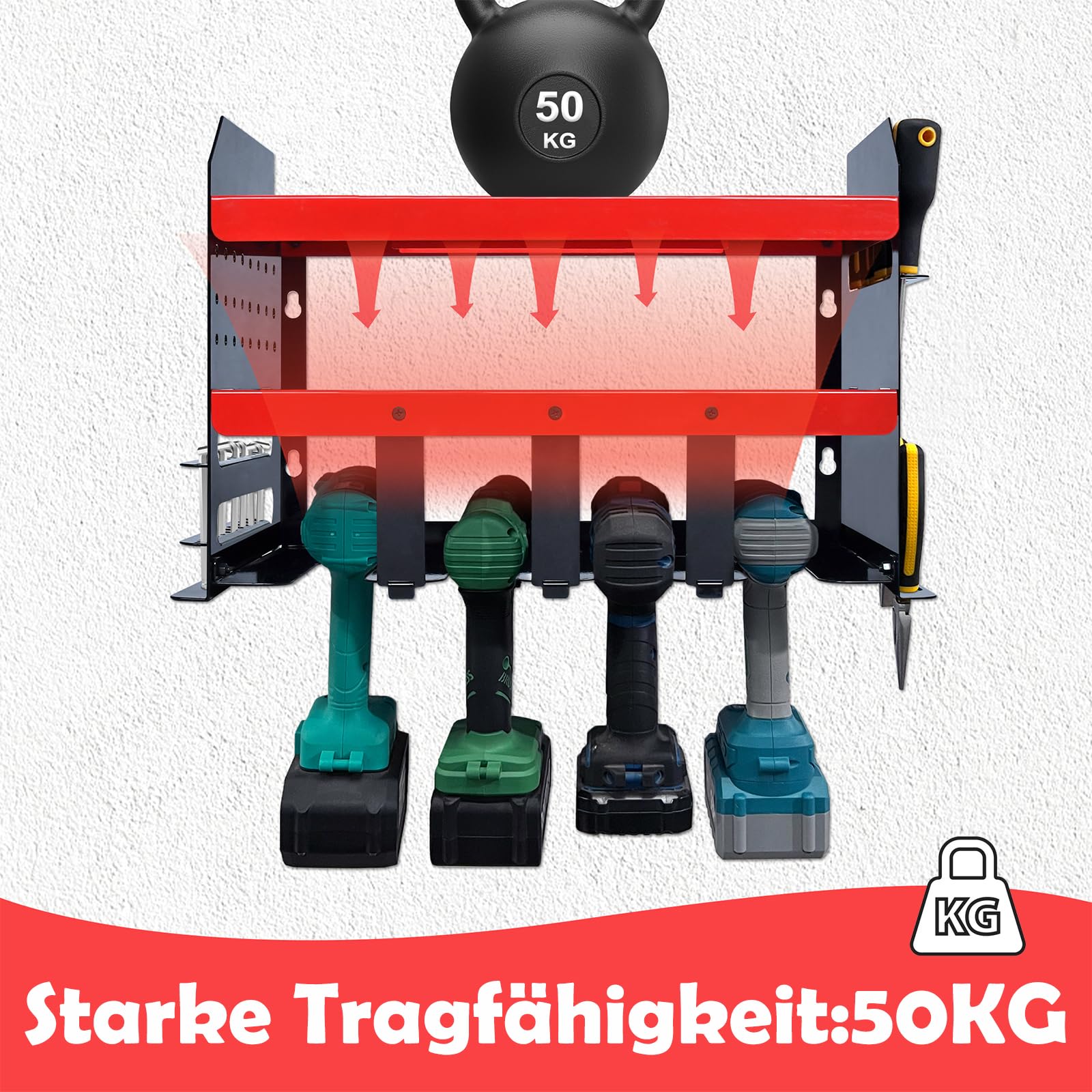 Bomclap Opslagrek voor gereedschap Booropslagrek Wandmontage Batterij Slagboormachine 4 Sleuven Zware Elektrische Booropslagrek Schroevendraaier Organisatie Gereedschapshouder Gereedschapsrek (Rood Bomclap Opslagrek voor gereedschap Booropslagrek Wandmontage Batterij Slagboormachine 4 Sleuven Zware Elektrische Booropslagrek Schroevendraaier Organisatie Gereedschapshouder Gereedschapsrek (Rood