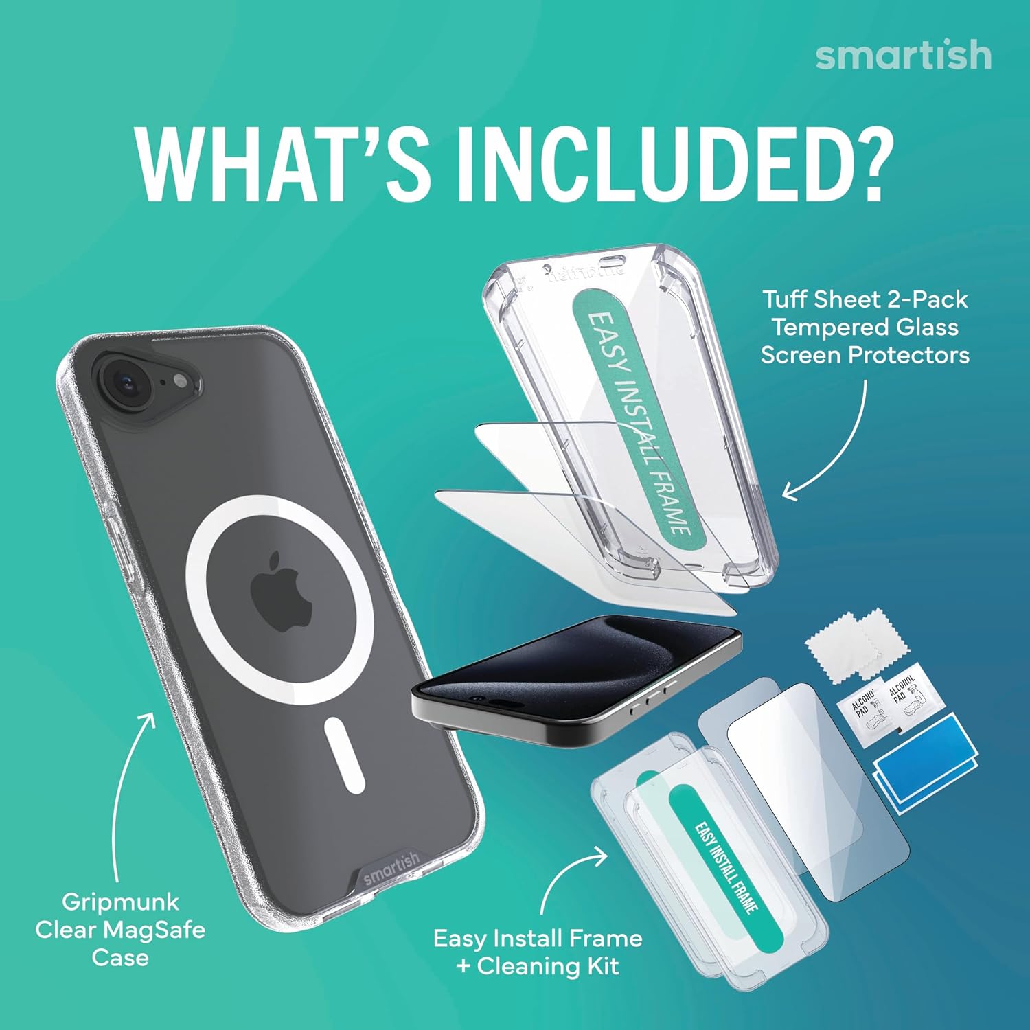 Smartish® iPhone 17e/16e MagSafe Clear Case - Gripmunk Magnetic Slim Case [Lightweight + Protective] Anti-Yellowing Thin Grip Clear Cover for Apple iPhone 17e/16e - Clearly Clear