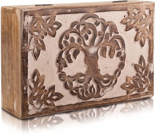 Miniatura 5 de Grandes regalos de cumpleaños, joyero de madera decorativo hecho a mano, organizador de joyas tallado en árbol de la vida, caja de recuerdos, caja